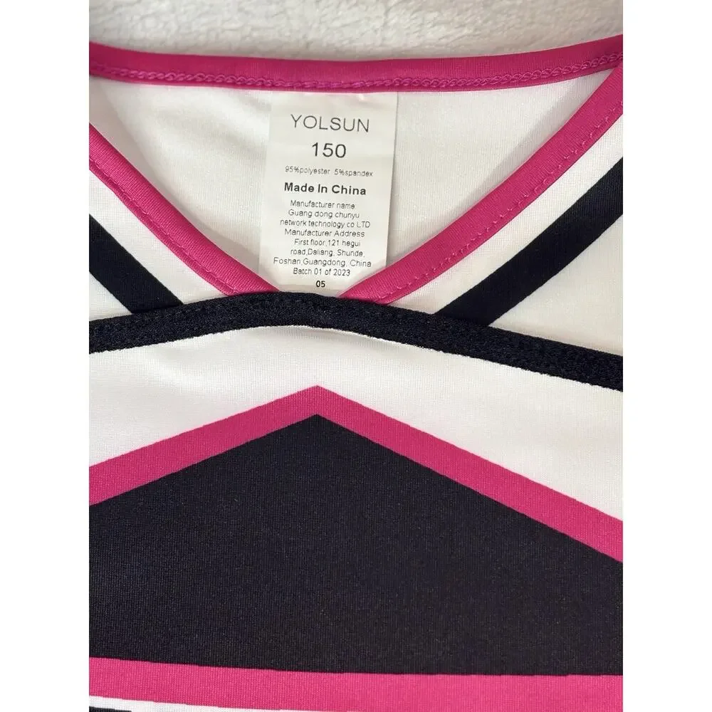 Yolsun Girls 10-11yrs Pink, Black, & White Cheerleader Halloween Costume New